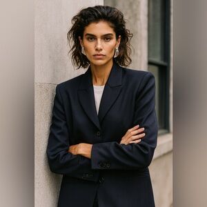 Vintage Nygard Collection Navy Wool Oversized Long Blazer size 8 Jacket